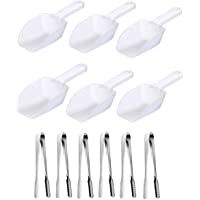 JZK 6 x Pala hielo plastico cucharadas dulce + 6 x pinzas de caramelo para bar y cocina caramelos- granos- azúcar…